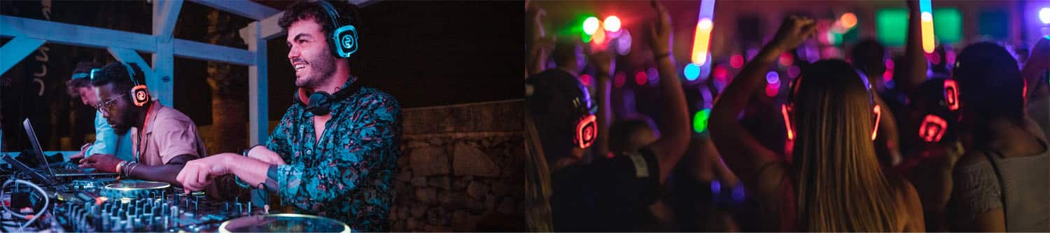 Cosa è la silentdisco Ενοικίαση ακουστικών silent disco Silentsystem - πάρτι με ασύρματα ακουστικά