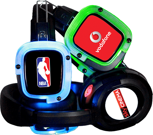 Cuffie personalizzate Ακουστικά silent disco εξατομικευμένα με εταιρικό λογότυπο